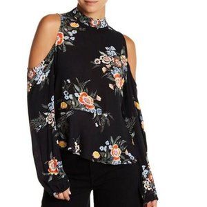 ABOUND Black Floral Cold Shoulder Blouse